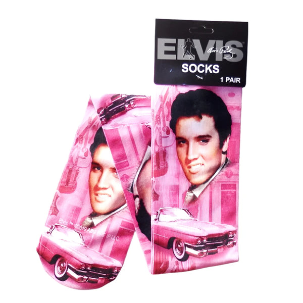 Socks Elvis Pink w/ Guitars - Boulevard Souvenirs