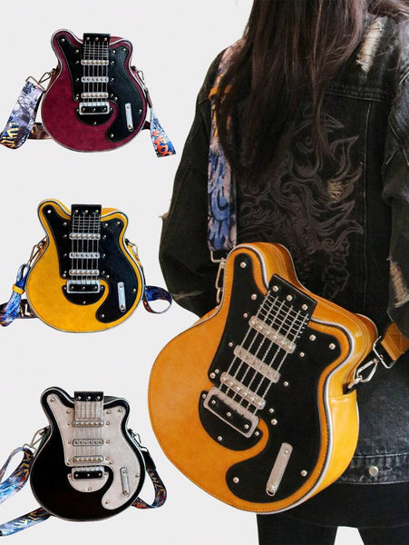 Bag Vintage Guitar-Shaped Crossbody - PU Leather