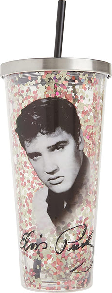 Cup with Straw Glitter Elvis - Boulevard Souvenirs