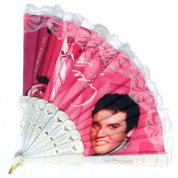 Hand Fan Elvis Pink w/Guitars - Boulevard Souvenirs