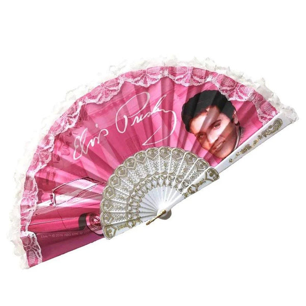 Hand Fan Elvis Pink w/Guitars - Boulevard Souvenirs