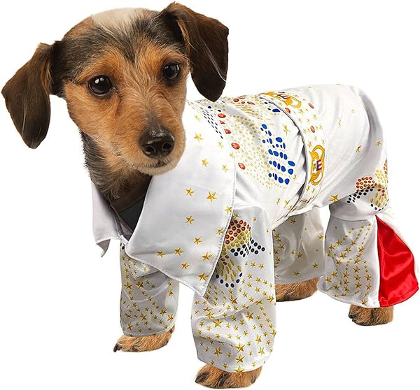 Costume Pet Jumpsuit Elvis White Jumpsuit - Boulevard Souvenirs