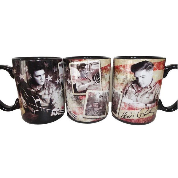 Mug Elvis Army Collage/American Flag - Boulevard Souvenirs
