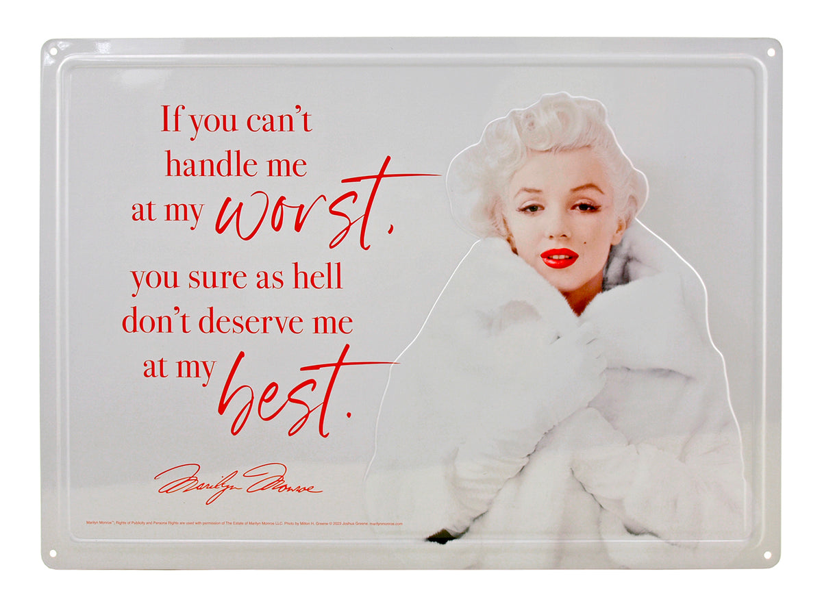 Metal Tin Sign Marilyn Monroe White Fur Coat – Boulevard Souvenirs