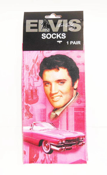 Socks Elvis Pink w/ Guitars - Boulevard Souvenirs