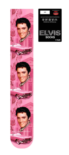 Socks Elvis Pink w/ Guitars - Boulevard Souvenirs
