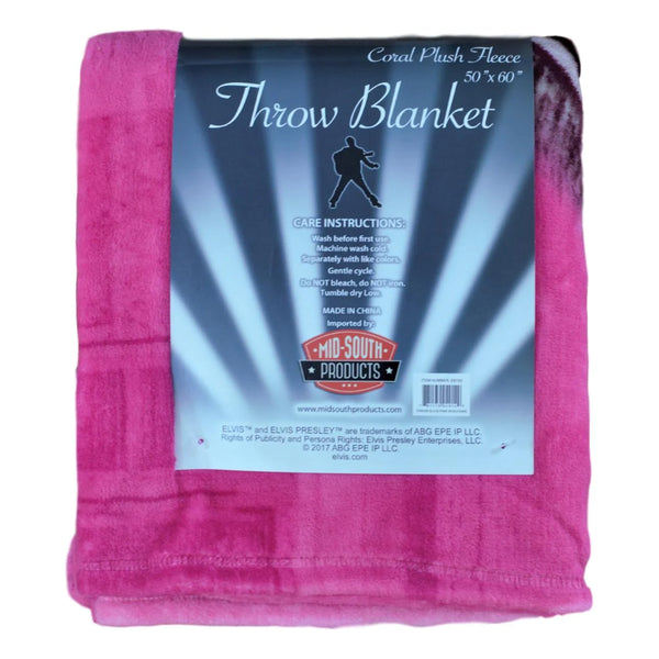Throw Blanket Elvis Pink Guitars - Boulevard Souvenirs