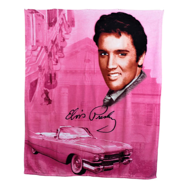 Throw Blanket Elvis Pink Guitars - Boulevard Souvenirs