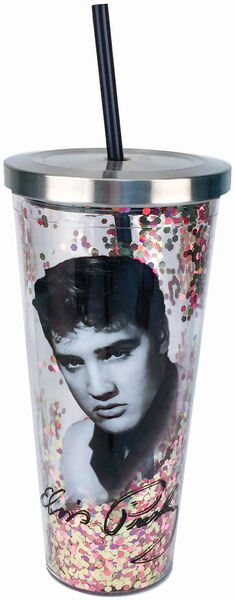 Cup with Straw Glitter Elvis - Boulevard Souvenirs