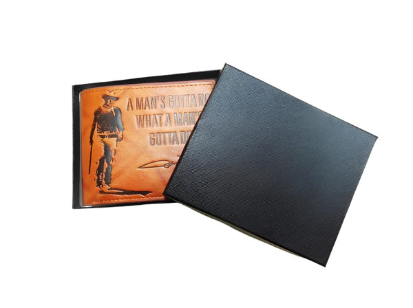 Wallet John Wayne Leather "A Man's Gotta Do..." - Boulevard Souvenirs