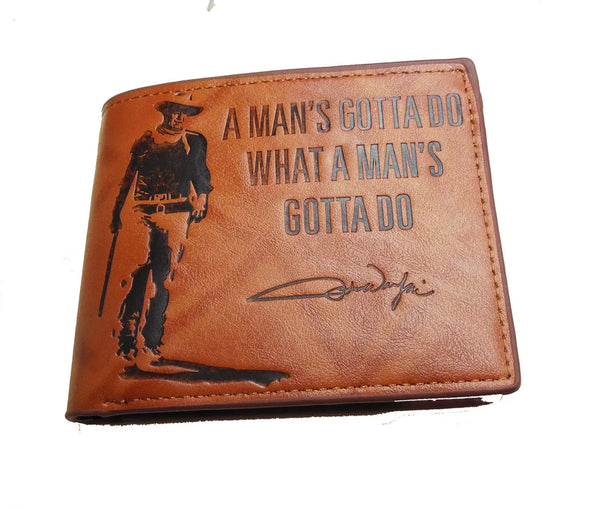 Wallet John Wayne Leather "A Man's Gotta Do..." - Boulevard Souvenirs