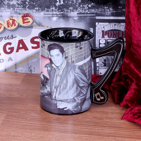 Mug Elvis In Front of Car  Music Note Handle - Boulevard Souvenirs