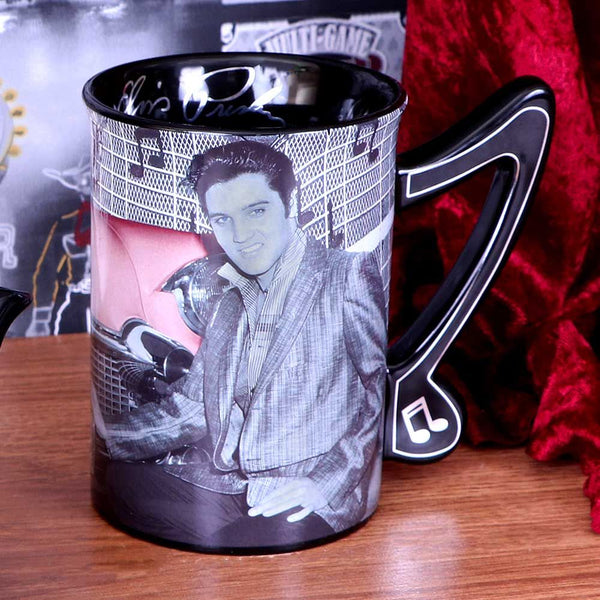 Mug Elvis In Front of Car  Music Note Handle - Boulevard Souvenirs