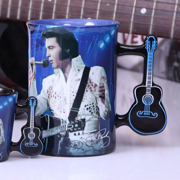 Mug Elvis  The King White Jumpsuit Guitar Handle - Boulevard Souvenirs