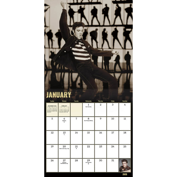 Mini Wall Calendar 2025 Elvis Presley