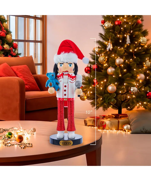 Nutcracker  Elvis Presley with BLUE Teddy Bear - Boulevard Souvenirs