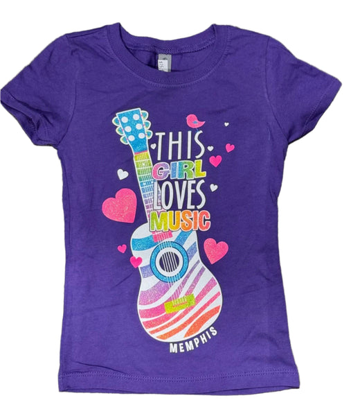 T-Shirt Memphis This Girl loves Music W/ Colored Zebra Print - Boulevard Souvenirs