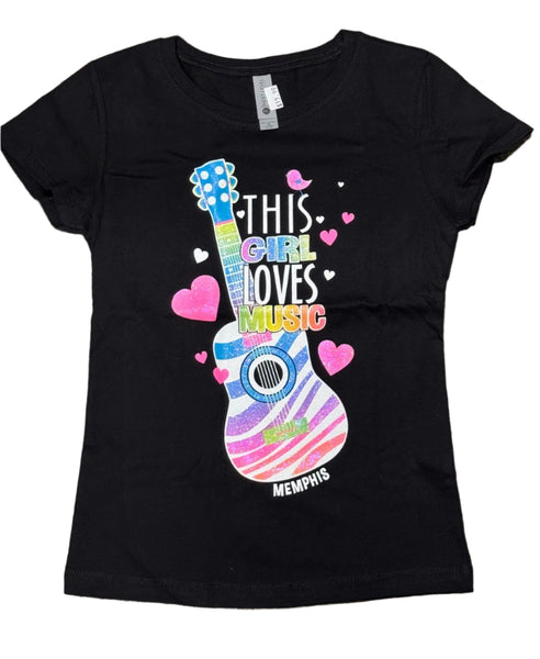 T-Shirt Memphis This Girl loves Music W/ Colored Zebra Print - Boulevard Souvenirs