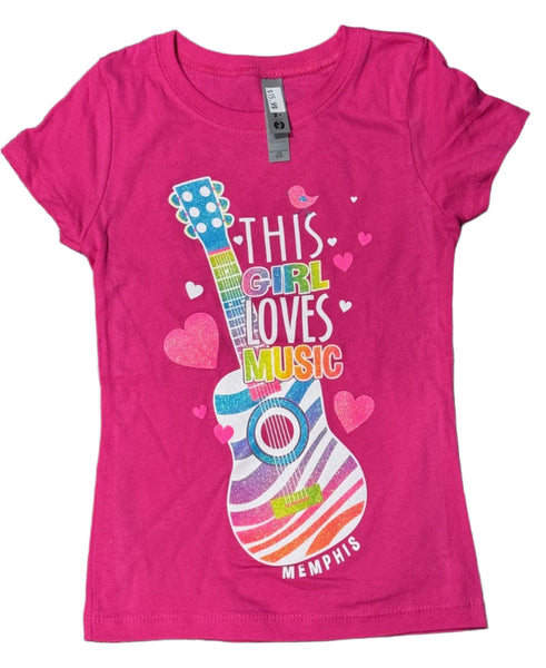 T-Shirt Memphis This Girl loves Music W/ Colored Zebra Print - Boulevard Souvenirs