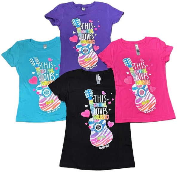 T-Shirt Memphis This Girl loves Music W/ Colored Zebra Print - Boulevard Souvenirs