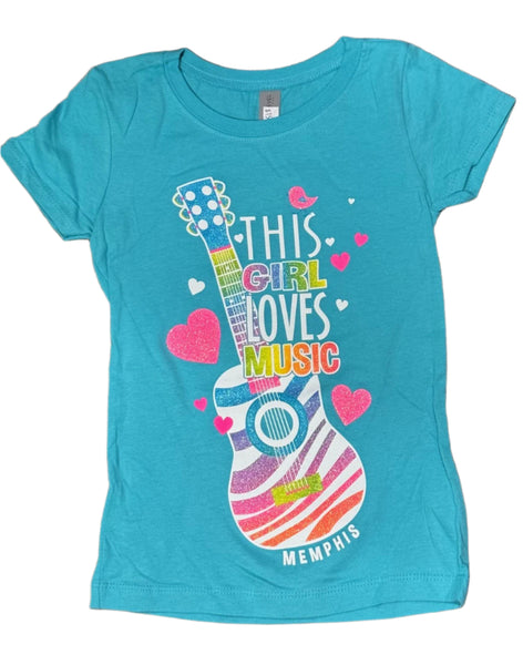 T-Shirt Memphis This Girl loves Music W/ Colored Zebra Print - Boulevard Souvenirs