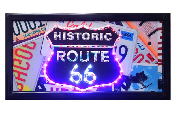 Sign Historic Route 66 Framed LED Sign - Boulevard Souvenirs