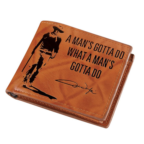 Wallet John Wayne Leather "A Man's Gotta Do..." - Boulevard Souvenirs