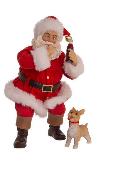 Figurine Santa with Dog Coca-Cola 90th Anniversary Kurt Adler's - Boulevard Souvenirs