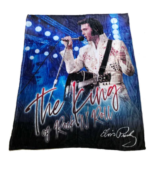 Throw Blanket Elvis The King Blue - Boulevard Souvenirs