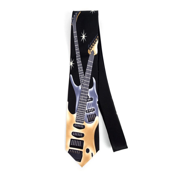 Novelty Tie Two Guitars Black