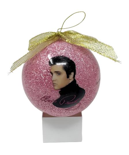 Ornament Elvis Pink Foil Round Glitter