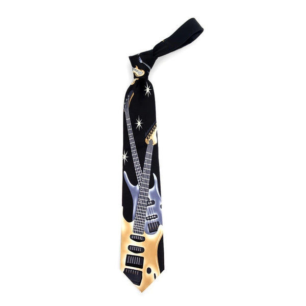 Novelty Tie Two Guitars Black