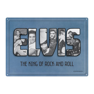 Metal Sign ELVIS THE KING OF ROCK N ROLL NAME IN COLLAGE