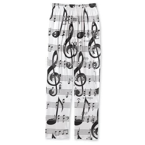 Lounge Pants Music Sheet All-Over Black and White
