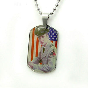 Necklace Elvis Presley 1960 USA Army ID Tag Stainless Bead Chain