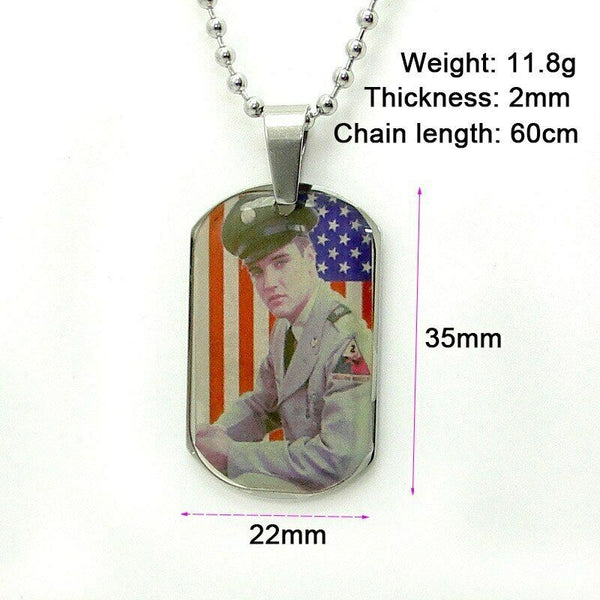 Necklace Elvis Presley 1960 USA Army ID Tag Stainless Bead Chain