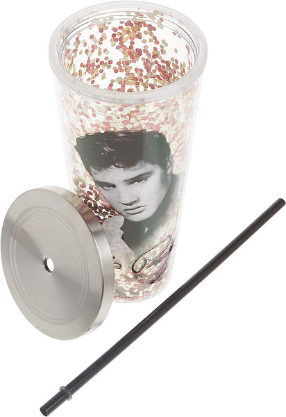 Cup with Straw Glitter Elvis