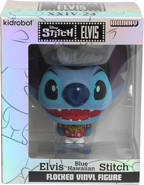 Lilo and Stitch Blue Hawaiian Elvis Stitch Flocked 4” Bhunny Stylized PVC Figure