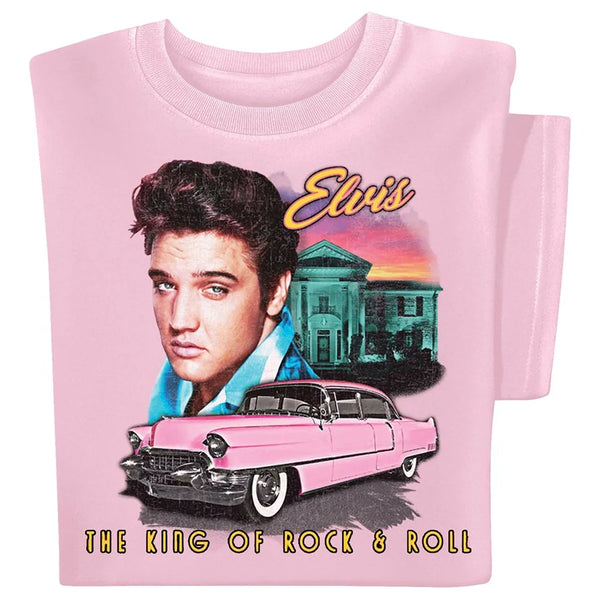 T-SHIRT ELVIS/GRACELAND/PINK CADI THE KING OF ROCK & ROLL