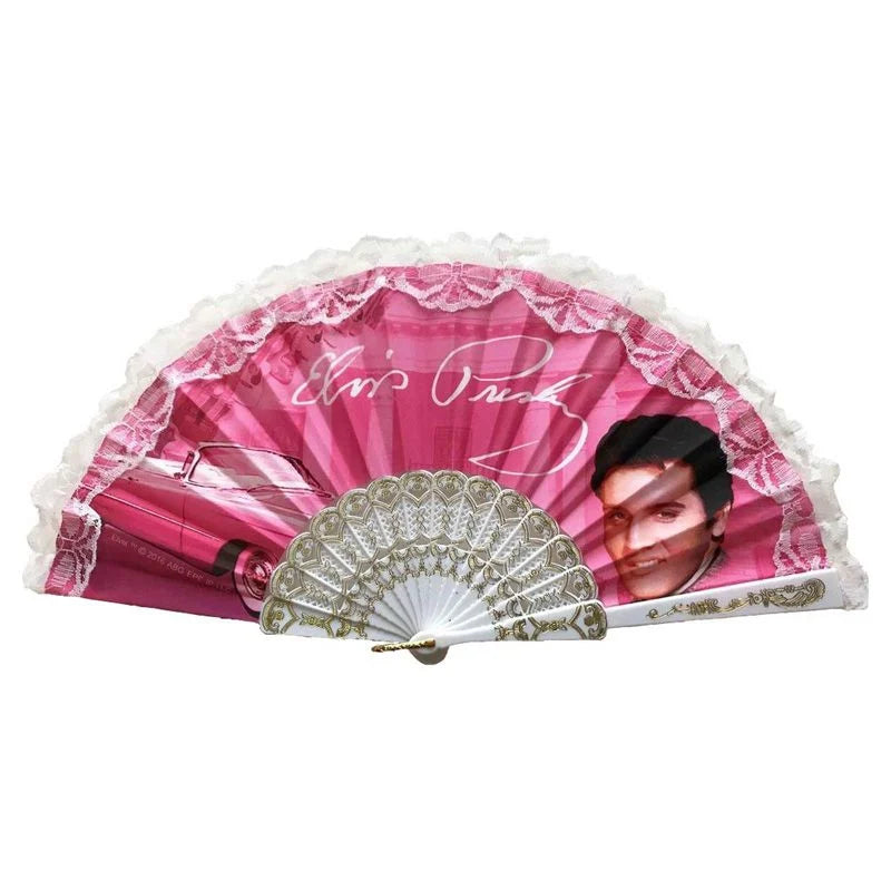 Hand Fan Elvis Pink w/Guitars