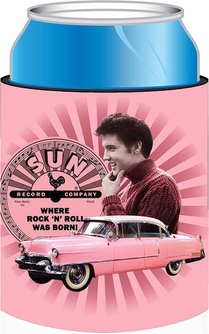 Huggie Sun Records Elvis Presley with Pink Car Can Coozie