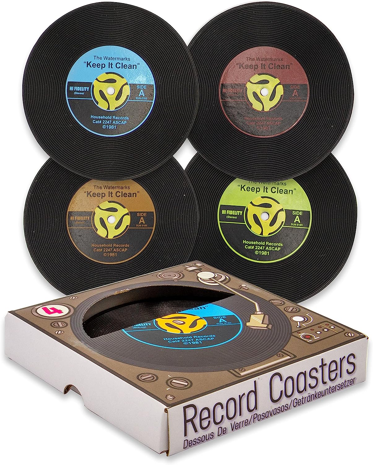 Coasters 45 Record "Keep It Clean" Coasters for Drinks