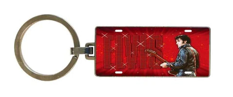 Key Chain ELVIS '68 NAME  RED LICENSE PLATE