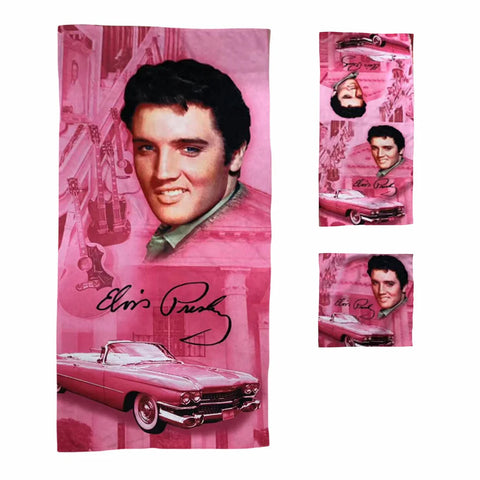 Bath Towel Elvis Pink w/Guitars