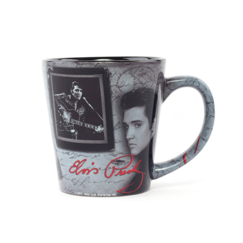 Mug Elvis Frames w/Letter Latte Black and White