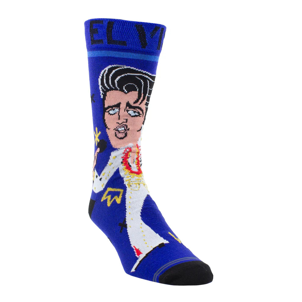 SOCKS ELVIS CARTOON WHITE SUIT HAWAII CREW