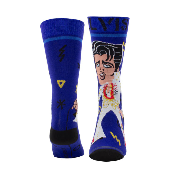 SOCKS ELVIS CARTOON WHITE SUIT HAWAII CREW