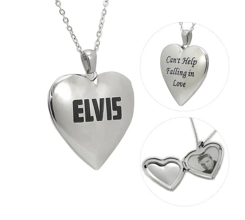 Necklace Elvis Presley Heart w/ Openable Photo Locket Pendant