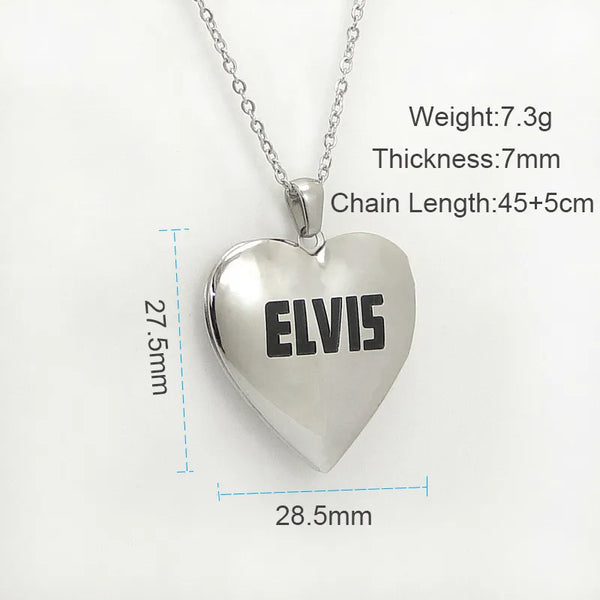 Necklace Elvis Presley Heart w/ Openable Photo Locket Pendant