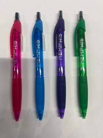PENS MEMPHIS CLEAR COLORED FOUR COLORS TO CHOOSE FROM